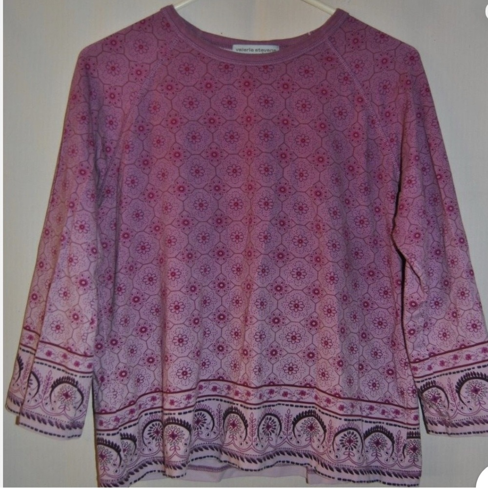 Valerie Stevens Pink Patterned Long Sleeve Top